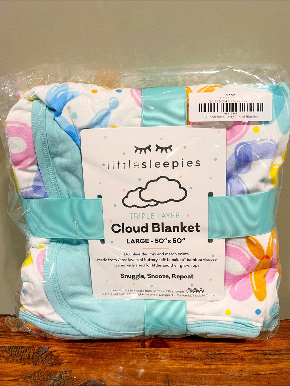 Little Sleepies Large Cloud Blanket - Balloon Bash - NWT